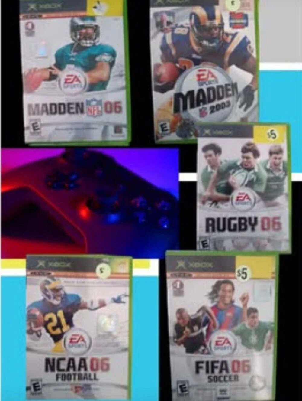 EA Sports Xbox Game Bundle: Madden 06, Madden 2003, Rugby 06, NCAA 06, FIFA 06